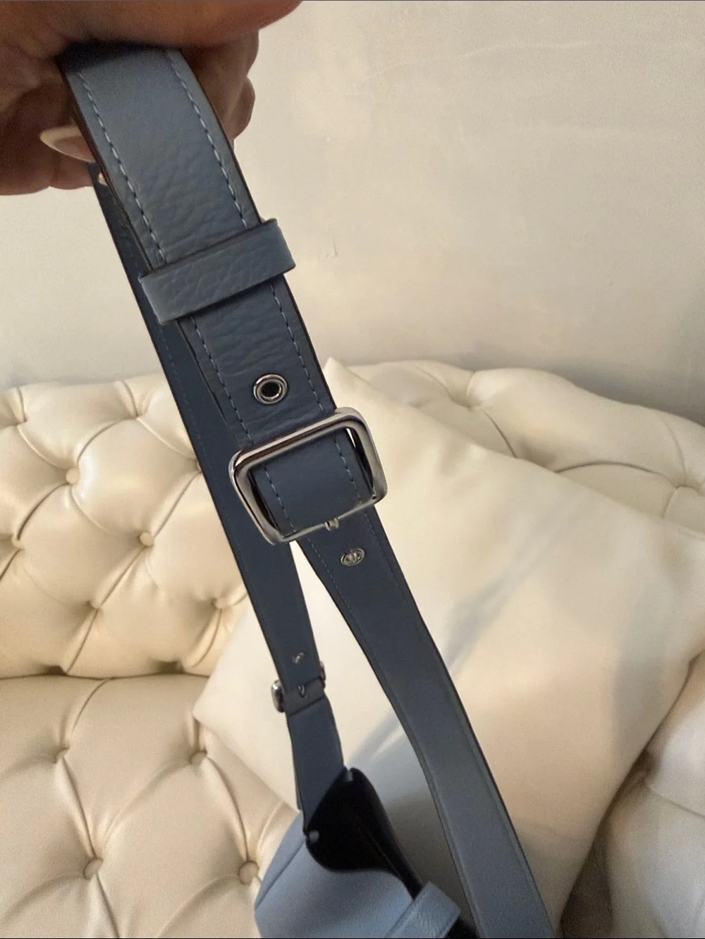 Coach Pebbled Leather Shoulder Bag in Sky Blue